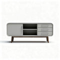 mobiletto televisore moderno in legno e metallo color grigio 120 x 40 x 50cm