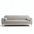 Divano grigio con braccioli rotondi in tessuto dimensioni 200 x 90 x 75 cm