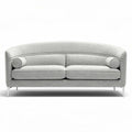Divano grigio chiaro in tessuto con cuscini rotondi dimensioni 200 x 90 x 85cm