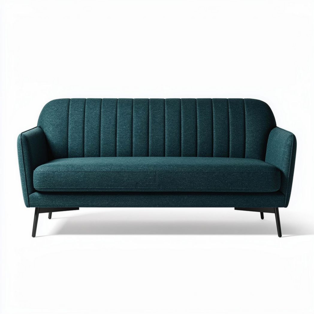 Divano 3 posti in tessuto verde scuro con struttura in metallo 180 x 80 x 85cm