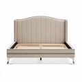Letto matrimoniale in tessuto beige con testiera imbottita dimensioni 200 x 160 x 120cm