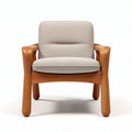 Poltrona in legno di faggio con rivestimento in tessuto color beige dimensioni 70 x 70 x 80cm