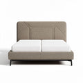 Letto matrimoniale con testiera in tessuto beige 200 x 160 x 100cm