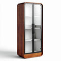 Mobiletto vetrina in legno marrone con ante in vetro 80 x 40 x 180cm