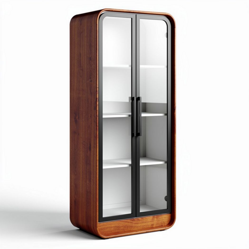 Mobiletto vetrina in legno marrone con ante in vetro 80 x 40 x 180cm