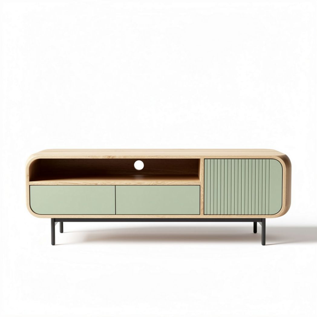 Mobile porta TV in legno e metallo colore verde 100 x 40 x 45cm